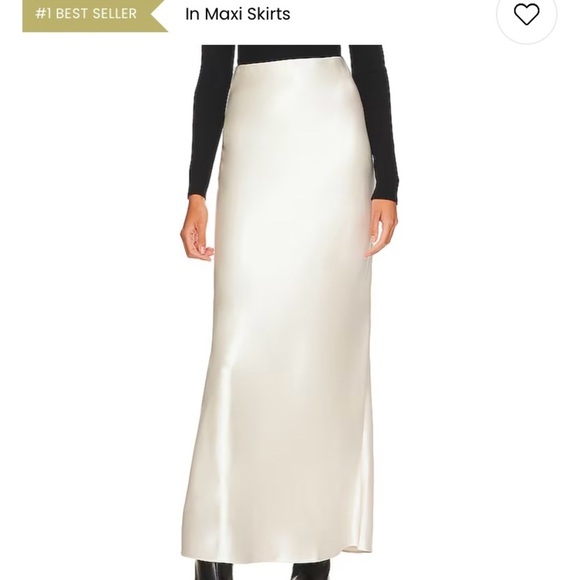 Line & Dot Dreamer Maxi Skirt in Ivory Satin Size Large - Picture 1 of 7